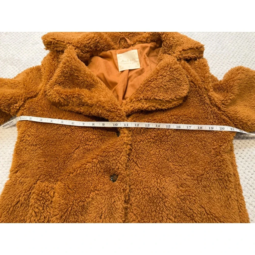 Altar'd State Brown Faux Fur Teddy Coat Jacket Large Cognac Sherpa Peacoat